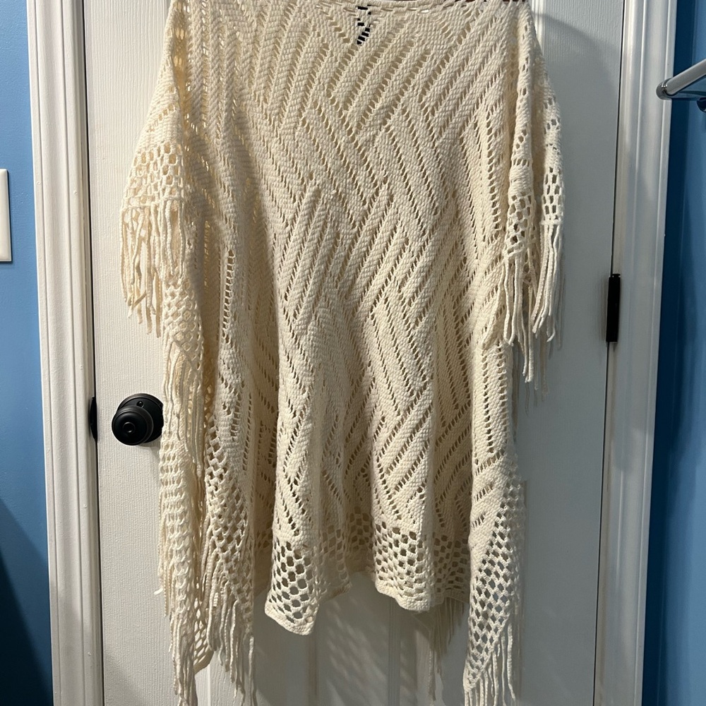 Lane Bryant Cream Knit Poncho